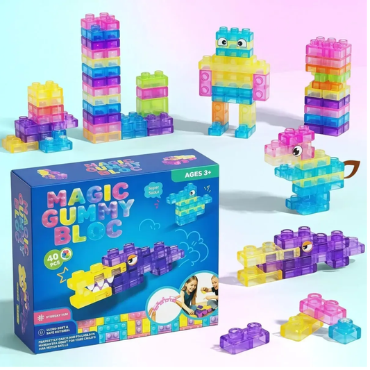 Magic Gummy Bloc – 40 Bloques Flexibles de Construcción, 3+ Años
