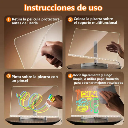 Pizarra Acrílica LED WOWI 30 × 20 cm con 7 Plumones